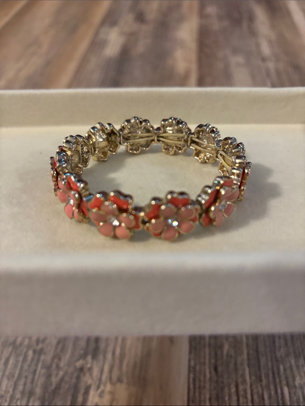 Pink & Gold Floral Stretchy Bracelet